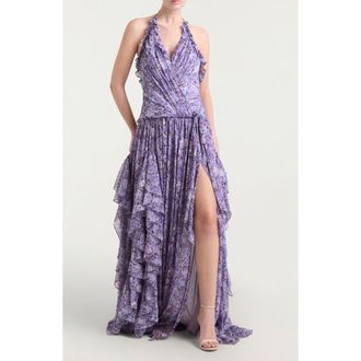 Cinq &agrave; Sept Agatha Painted Hydrangea Gown in Lilac Wine Multi at Nordstrom Rack, Size 10