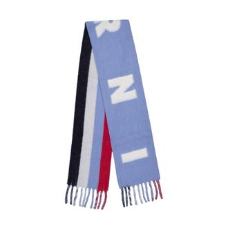 Marni Blue Lilac Logo Wool Scarf - male - Marni - Winter Scarves - Multicolor - ONE SIZE - Accessories