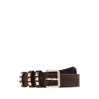 Valentino Garavani Rockstud Suede Belt - female - Valentino Garavani - Belts - Brown - 85 CM - Accessories