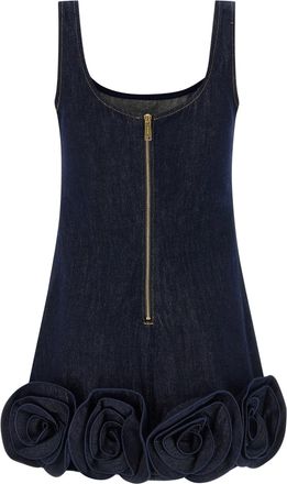 Self Portrait 3D Flower Denim Dress - Indigo
