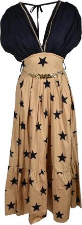 Gil Santucci Black/Beige Long Cotton Dress