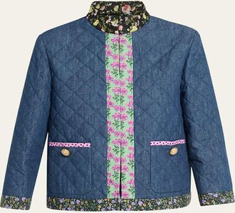 Valentino Garavani Open-Front Quilted Chambray Jacket