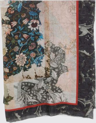 Faliero Sarti Ethnic Floral 100% Cashmere Scarf with Fringes