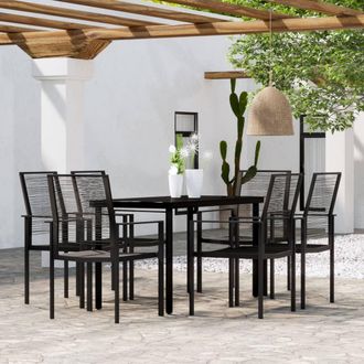 vidaXL Juego De Comedor Para Jard&iacute;n 7 Piezas Negro Vidaxl