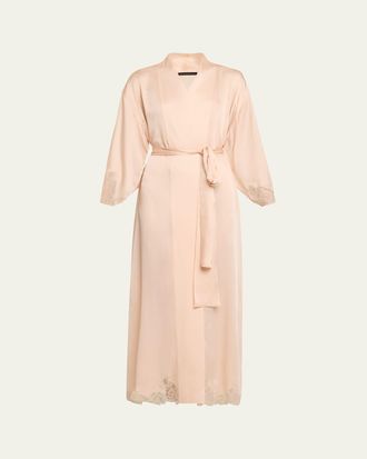 Kiki De Montparnasse Giselle Lace-Trim Silk Maxi Robe