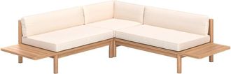 Rendez-Vous D&eacute;co Sof&aacute; esquinero de jard&iacute;n 4 plazas en teca, cojines blancos