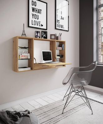 VCM Wooden desk wall desk Teala in Light Oak