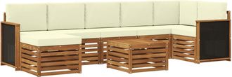 vidaXL Conjunto De Sof&aacute;s De Exterior 7 Uds. Natural Y Crema Vidaxl