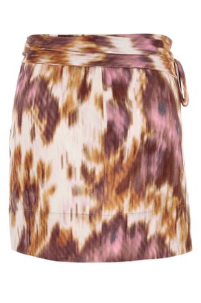 Isabel Marant Womens Printed Cotton Berenice Mini Skirt Ecruochre Exterior: Gonne
