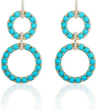 Goshwara Turquoise Cabochon & Diamond Circle Drop Earrings at Nordstrom