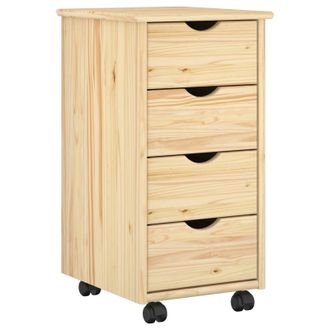 vidaXL Gabinete Rodante Marr&oacute;n 65,5 X 34 X 39 Cm Madera De Pino Macizo Vidaxl