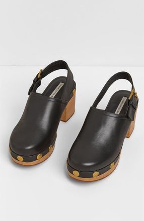 Charlotte Stone Jori Slingback Platform Studded Clog in Black at Nordstrom, Size 13
