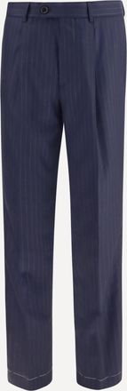 Brunello Cucinelli Pantaloni in batavia gessato di lana vergine con pince Man 54