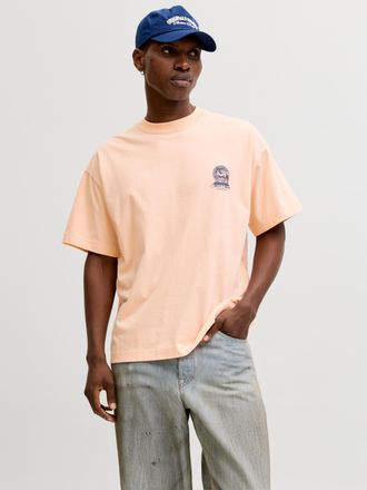 Jack & Jones Kurzarmshirt JACK & JONES JORMAINE BACK TEE SS CREW NECK SN, Herren, Gr. XXL, peach melba, Jersey, Obermaterial: 100% Baumwolle, bedruckt, relaxed fit