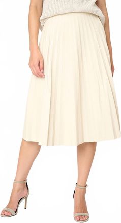Dolce Cabo Vegan Leather Midi Skirt In Light Beige