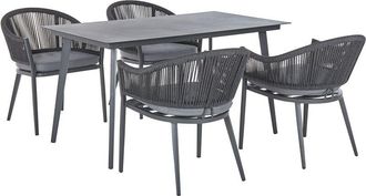 Beliani Garden Dining Set 4 Seater MILETO with Cushions Metal Grey