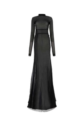 Ann Demeulemeester Black Cotton Blend Long Dress