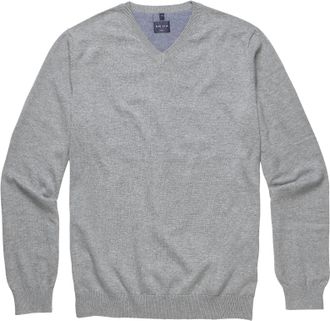 Marvelis Strickpullover MARVELIS, Herren, Gr. 4XL, mittelgrau, Feinstrick, Obermaterial: 100% Baumwolle, regular fit, V-Ausschnitt, Rippb&uuml;ndchen, Pullover Stri