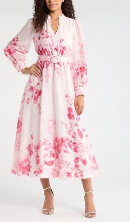 Ever New Rosalyn Floral Long Sleeve Belted Dress in Rosina Floral at Nordstrom, Size 12