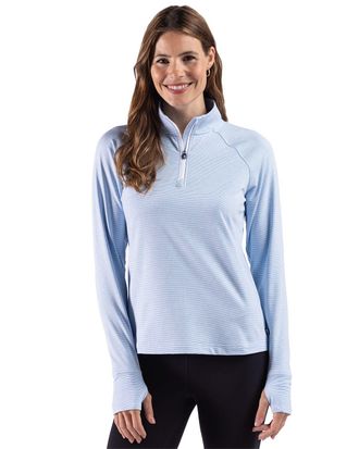 Cutter & Buck Adapt Recycled Soft Knit Stripe Womens Quarter Zip Pullover