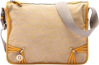 Fendi Pre-owned Canvas Crossbody Bag - Dames - Vintage Schoudertas - Beige - ONE Size - Leer - Vintage