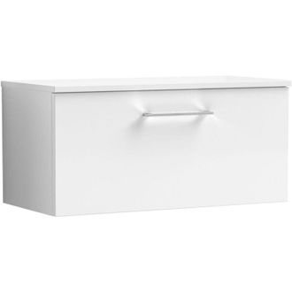 Nuie Nuie - Arno Wall Hung 1-Drawer Vanity Unit with Worktop 800mm Wide - Gloss White
