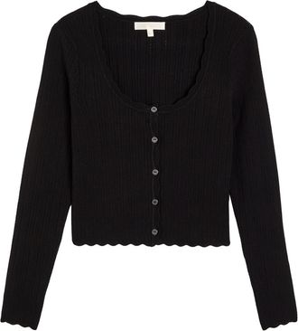 LoveShackFancy Loveshackfancy Martti Pointelle Knit Cardigan - Black - S (UK8-10 / S)