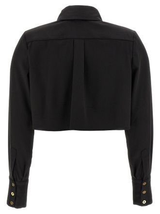 Elisabetta Franchi Cotton Satin with Padded Shoulders Shirt - Black
