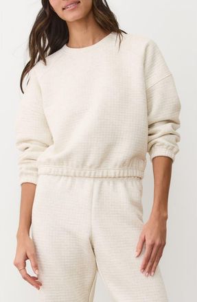 Marine Layer Corbet Quilted Crewneck Sweatshirt in Oatmeal Heather at Nordstrom, Size X-Large