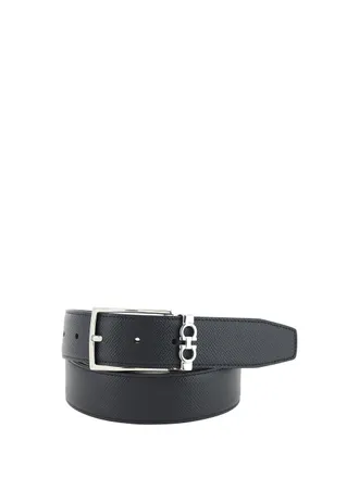 Ferragamo Reversible Gancini-Embellished Belt - Black