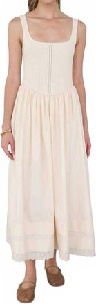 Moon River Pointelle Maxi Dress In Beige
