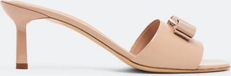 Ferragamo Glo 55 Vara Bow Slides in Patent Leather, Size 10.5 C