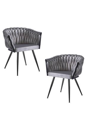 Regalos Miguel Packs Sillas Comedor - Pack 2 Sillas Widny Black Terciopelo - Gris Oscuro