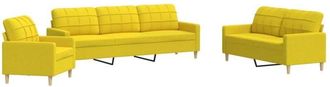 vidaXL Juego De Sof&aacute;s 3 Piezas Tela Amarillo Claro Vidaxl