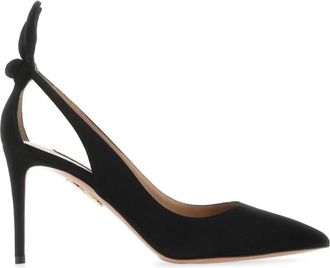 Aquazzura Bow Tie Pump 85 - Dames - Pumps - Zwart - 39 EU - Leer - Schoenen