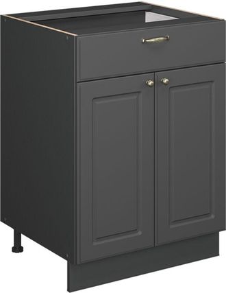 Vicco Mueble Bajo De Cocina Fame-line, Antracita-oro Landhaus, 60 Cm Con Caj&oacute;n, Et Roble, Vicco