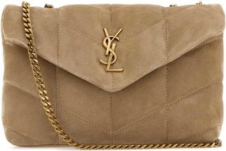 Saint Laurent Beige Suede Puffer Toy Crossbody Bag