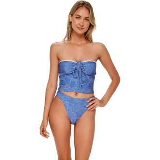 Swim Systems Pom Pom Dolly Crop Top Bikini Swimsuit in Trailblazer at Nordstrom, Size Xx-Large
