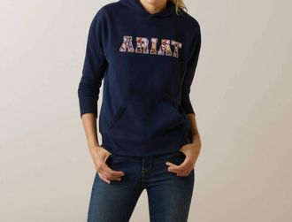 Ariat Womens 3D Logo 2.0 Hoodie In Navy/red