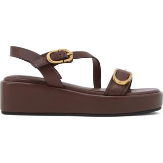 Reiss Nyla Slingback Platform Wedge Sandal in Chocolate at Nordstrom, Size 7.5Us