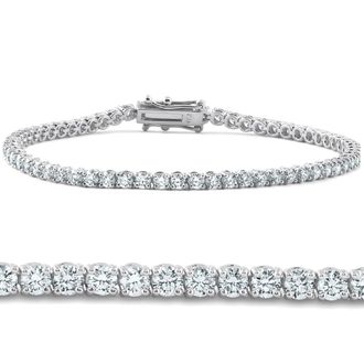 Pompeii3 4 Carat TW Round Cut Diamond Tennis Bracelet 14k White Gold Lab Grown