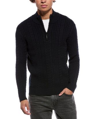 Jason Wu 1/4-Zip Cable Knit Mock Neck Sweater