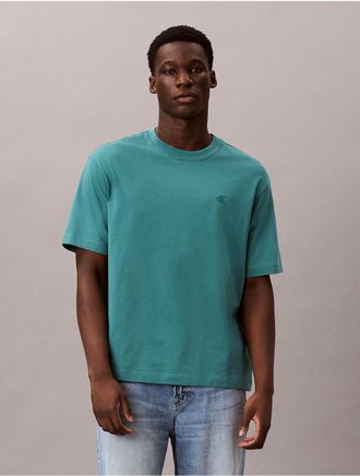 Calvin Klein Mens Archive Logo Relaxed Crewneck T-Shirt - Open Green - 2XL