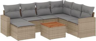 vidaXL Vidaxl - Juego De Sof&aacute;s Jard&iacute;n Con Cojines Beige Mezcla 8 Pzas Rat&aacute;n Pe