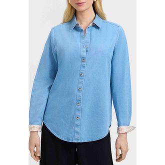 Foxcroft Margie Denim Button-Up Shirt in Bleach Wash at Nordstrom, Size X-Small