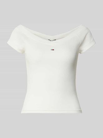 Tommy Jeans Slim Fit T-Shirt aus Baumwoll-Mix in Weiss, Gr&ouml;&szlig;e XL