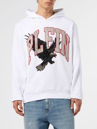 Philipp Plein Felpa con cappuccio in jersey con logo di strass e vestibilit&agrave; relaxed