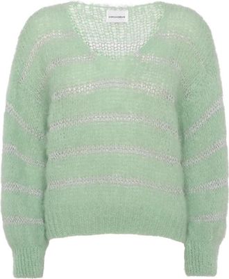Americandreams Katie LS Knit - Dames - V-hals truien - Groen - XL - Wol - Truien & Vesten