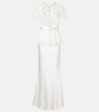 Self Portrait Bridal embellished lace satin gown