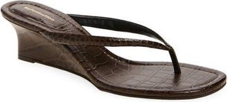 Reformation Amelia Wedge Sandal in Brown Croc Effect at Nordstrom, Size 10.5